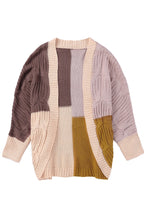 Load image into Gallery viewer, Color Block Loose Open Front Knitted Cardigan