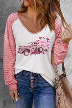 Load image into Gallery viewer, Valentine Colorblock Car & Heart Graphic Long Sleeve Top