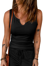 Load image into Gallery viewer, Split Neck Ribbed Knit Tank Top