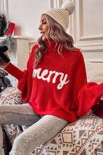 Load image into Gallery viewer, Merry Letter Embroidered High Neck Sweater