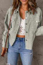 Load image into Gallery viewer, Raw Hem Flap Pockets Cropped Corduroy Jacket