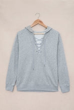 Load image into Gallery viewer, Grey Casual Solid Color Lace-up Hoodie