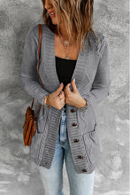 Load image into Gallery viewer, Dark Gray Front Pocket and Buttons Closure Cardigan