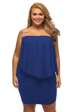 Load image into Gallery viewer, Plus Size Multiple Dressing Layered Blue Mini Poncho Dress