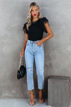 Load image into Gallery viewer, Dotty Mesh Ruffle Sleeve Ribbed Knit Top