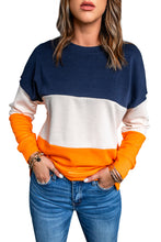 Load image into Gallery viewer, Colorblock Orange Contrast Stitching Sweatshirt with Slits