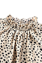 Load image into Gallery viewer, Khaki Frilled Neck 3/4 Sleeves Cheetah Blouse