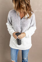 Load image into Gallery viewer, Grey White Zip Neck Oversize Fluffy Fleece Pullover