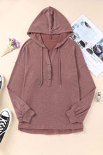 Load image into Gallery viewer, Buttoned High and Low Hem Hoodie
