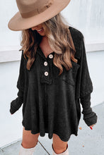 Load image into Gallery viewer, Waffle Knit Buttoned Long Sleeve Top