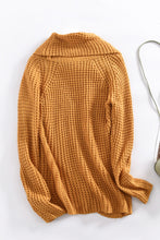 Load image into Gallery viewer, Mustard Buttoned Wrap Turtleneck Sweater