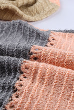 Load image into Gallery viewer, Multicolor Zipped Front Colorblock Hollow-out Knit Hoodie