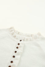 Load image into Gallery viewer, Beige Frill Trim Buttoned Knit Pullover Sweater