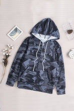 Load image into Gallery viewer, Camo Print Zip-up Hooded Coat with Pockets
