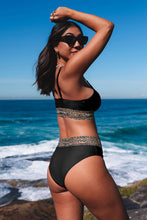 Load image into Gallery viewer, Rose Leopard Mesh Trim 2pcs Bikini Swimsuit