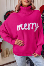 Load image into Gallery viewer, Merry Letter Embroidered High Neck Sweater