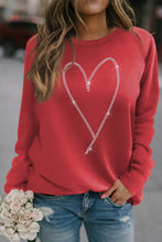 Load image into Gallery viewer, Rhinestone Heart Shaped Long Sleeve Sweatshirt