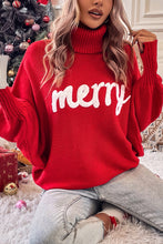 Load image into Gallery viewer, Merry Letter Embroidered High Neck Sweater