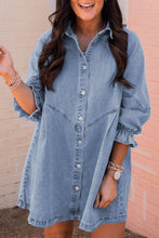 Load image into Gallery viewer, Buttoned Long Sleeve Denim Mini Dress