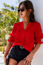 Load image into Gallery viewer, Solid Color Half Sleeve V Neck Blouse