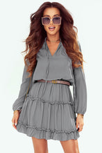 Load image into Gallery viewer, V Neck Long Sleeve Ruffle Tiered Mini Dress