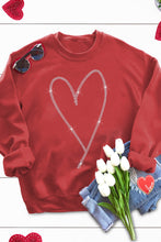 Load image into Gallery viewer, Rhinestone Heart Shaped Long Sleeve Sweatshirt