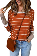 Load image into Gallery viewer, Extend Color Block Cuffs Rib Knit Striped Pullover