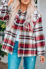 Load image into Gallery viewer, Geometric Plaid Print Pocketed Shacket