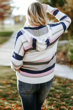 Load image into Gallery viewer, Stripe Plus Size Striped Hooded Knit Sweater