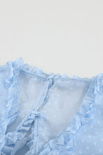 Load image into Gallery viewer, Layered Ruffled Open Back Puff Sleeve Swiss Dot Mini Dress