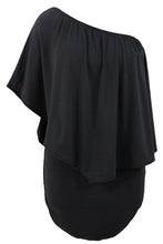 Load image into Gallery viewer, Plus Size Multiple Dressing Layered Black Mini Poncho Dress