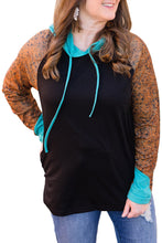 Load image into Gallery viewer, Western Print Color Block Plus Size Hoodie