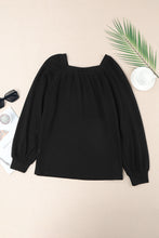 Load image into Gallery viewer, Scoop Neck Puff Sleeve Waffle Knit Top