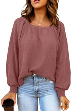 Load image into Gallery viewer, Square Neck Puff Sleeve Waffle Knit Top