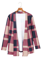 Load image into Gallery viewer, Draped Open Front Plaid Cardigan