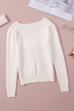 Load image into Gallery viewer, Beige Ruched Sweetheart Neckline Rib Knit Sweater