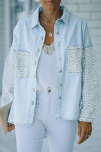 Load image into Gallery viewer, Contrast Leopard Denim Jacket
