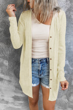 Load image into Gallery viewer, Beige Solid Color Open-Front Buttons Cardigan