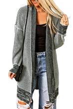 Load image into Gallery viewer, Plaid Knitted Long Open Front Cardigan