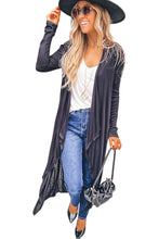 Load image into Gallery viewer, Black Draped Open Front Long Cardigan
