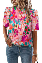 Load image into Gallery viewer, Boho Flower Print Puff Short Sleeve Top
