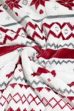 Load image into Gallery viewer, White Christmas Reindeer Snowflake Printed Sherpa Blanket
