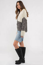 Load image into Gallery viewer, Black Neutral Colorblock Tie Back Sweater
