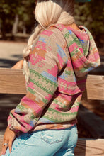 Load image into Gallery viewer, Multicolor Aztec Printed Kangaroo Pocket Zipped Hoodie
