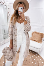 Load image into Gallery viewer, Khaki Hollow-out Openwork Knit Cardigan
