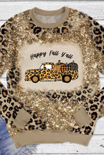 Load image into Gallery viewer, Leopard Tie Dyed Pumpkin Truck Graphic Long Sleeve Top
