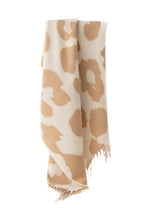 Load image into Gallery viewer, Parchment Cow Print Fringed Winter Large Scarf
