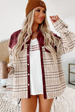 Load image into Gallery viewer, Red Plaid Patchwork Button-up Shift Shirt Jacket
