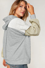 Load image into Gallery viewer, Gray Colorblock Patchwork Pullover Hoodie
