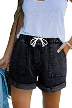 Load image into Gallery viewer, Pocketed Drawstring High Waist Denim Shorts
